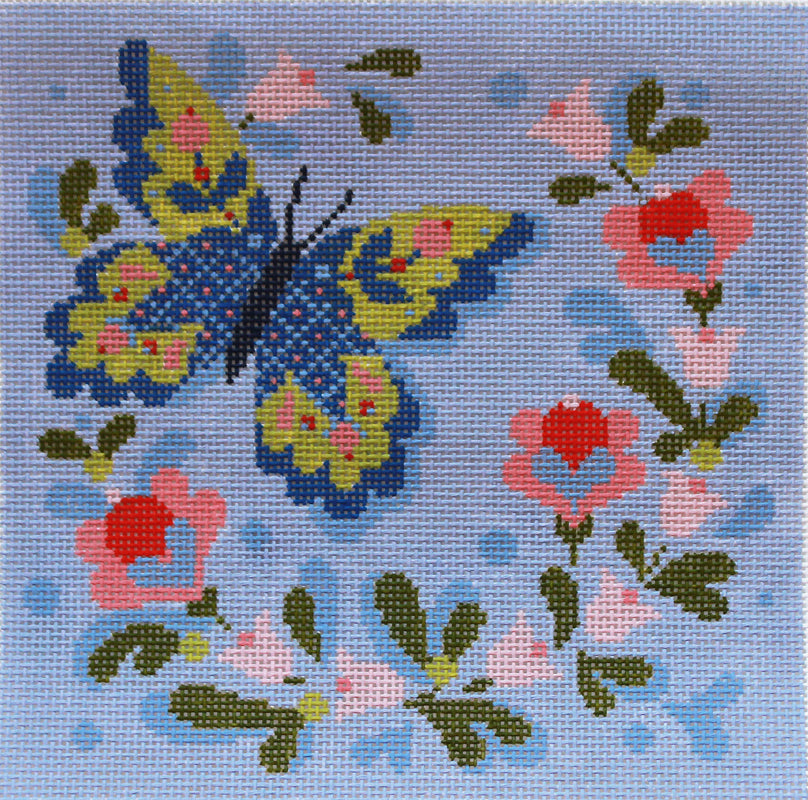Vanessa Wreath- Butterfly needlepoint by Abigail Cecile