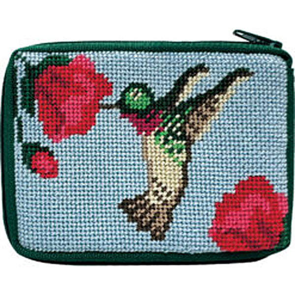 Stitch & Zip Needlepoint Coin Purse Hummingbird