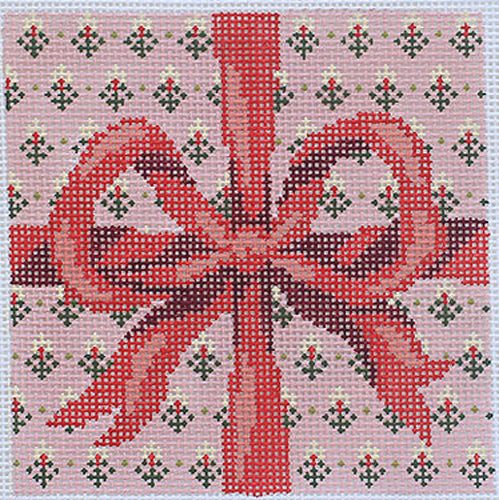 Pink Box with bow Needlepoint