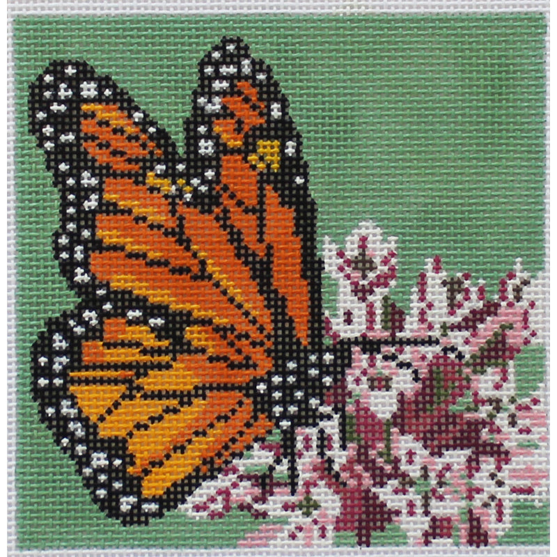 Monarch Butterfly & Milkweed Needlepoint