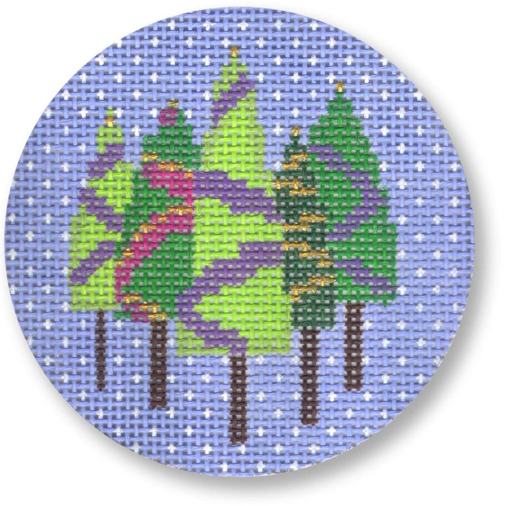 Christmas Tree Rounds by CBK Needlepoint: Four trees
