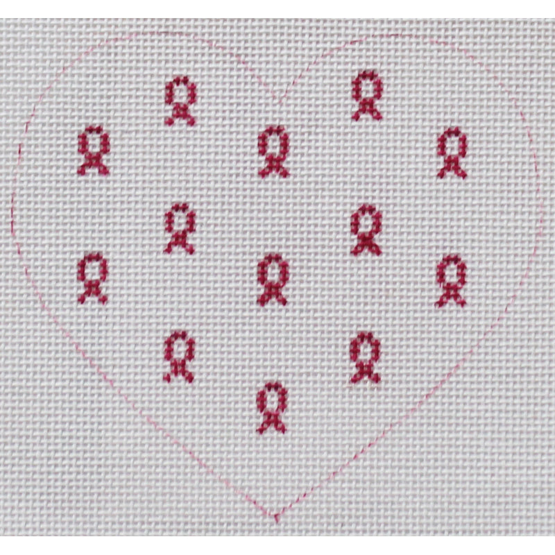 Pink Ribbon Heart by Hummingbird Needlepoint