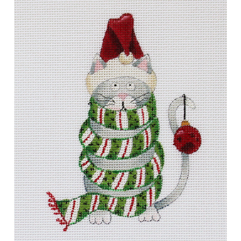 Whimsical Cat in Scarf by Lainey Daniels