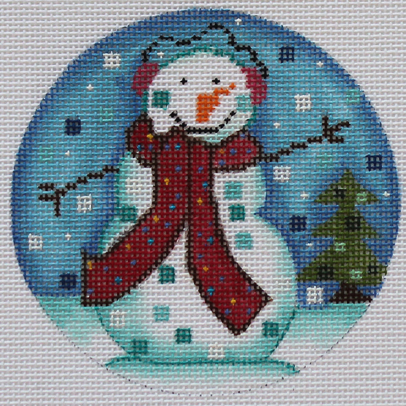 Snow Globe Needlepoint Ornament: snowman