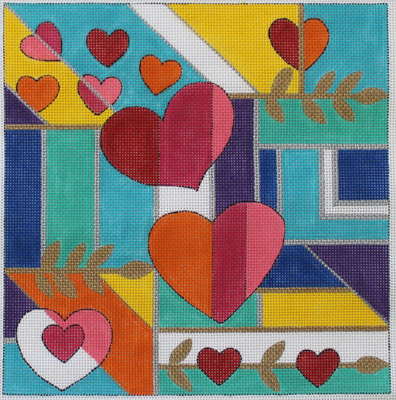 Contemporary Heart's Collage needlepoint