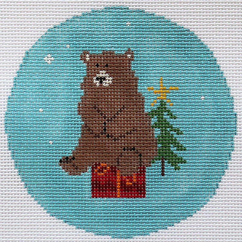 Bear on gift Ornament by Pippin Studio