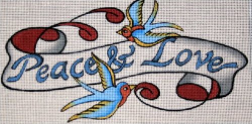 Tattoo Needlepoint&lt;BR&gt;Peace and Love - Canvas Only