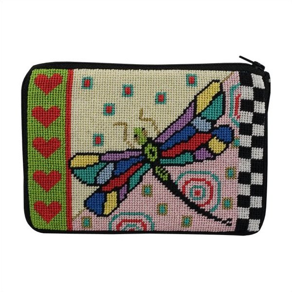 Stitch &amp; Zip Needlepoint Purse Dragonfly