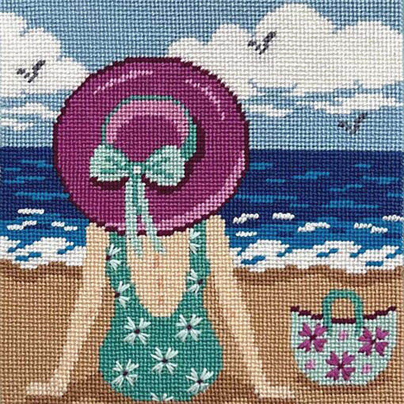 Easy Needlepoint Kit Girl at the Beach