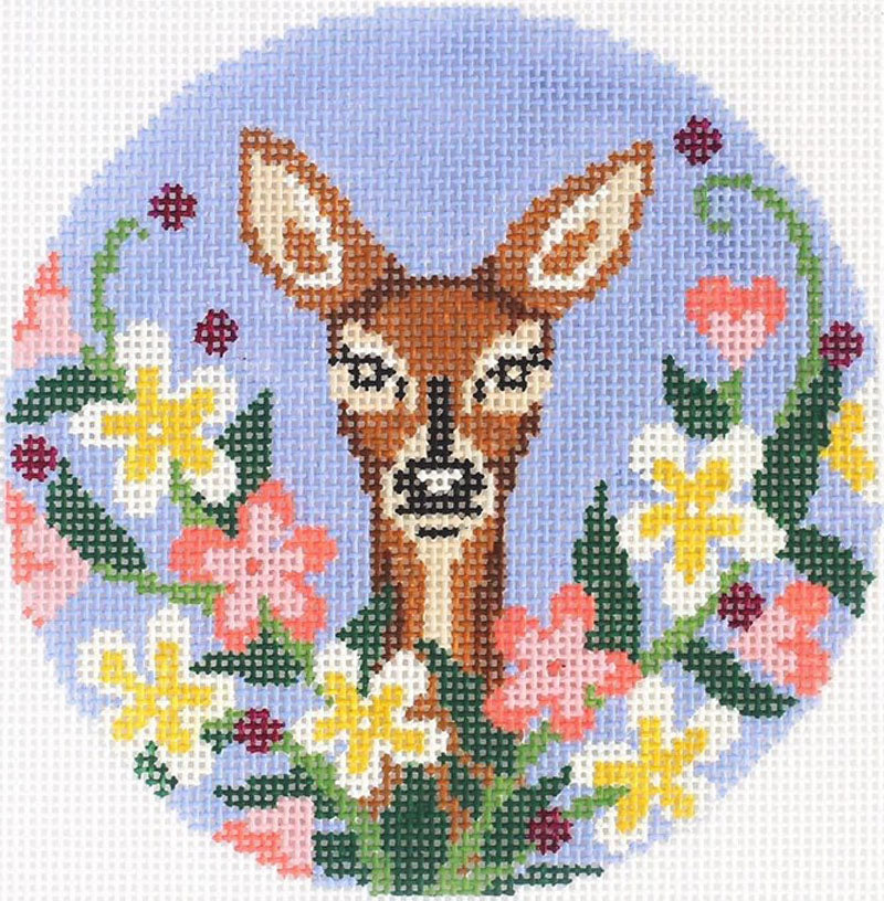 Wildflower Doe Needlepoint Ornament