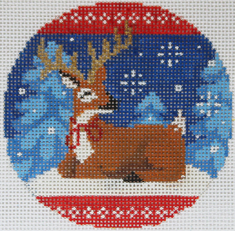 Woodland Deer Needlepoint Ornament