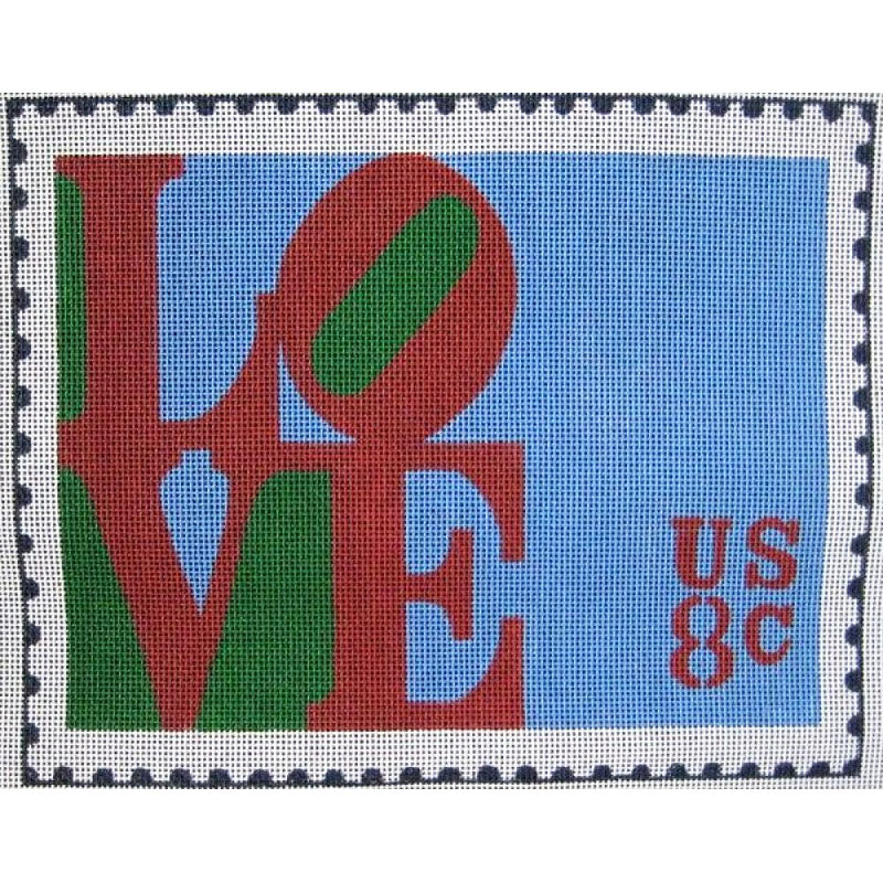Handpainted Needlepoint Love Postage Stamp