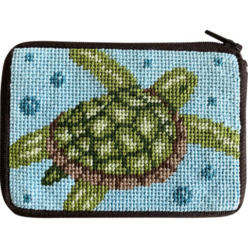 Stitch & Zip Needlepoint Coin Turtle