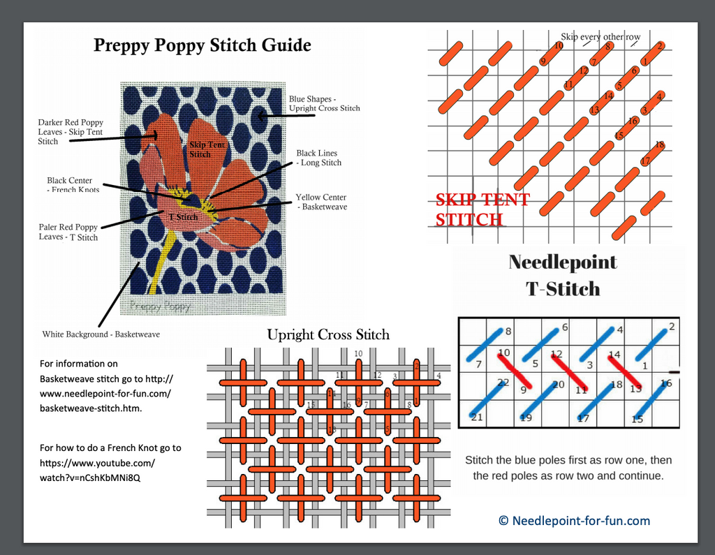 Preppy Poppy Needlepoint