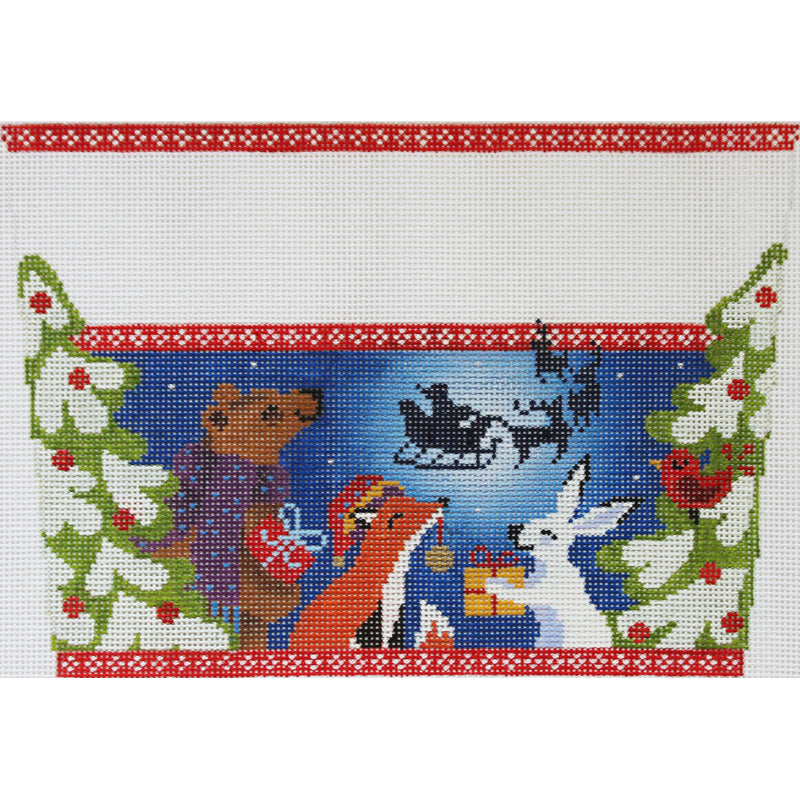 Christmas Eve in the Woods stocking topper