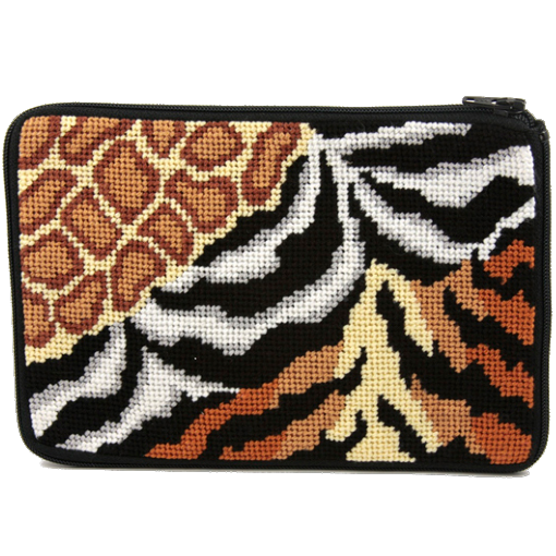 stitch and zip animal prints cosmetic purse