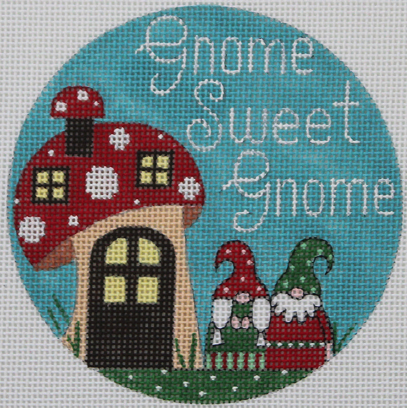 Gnome Sweet Gnome needlepoint ornament