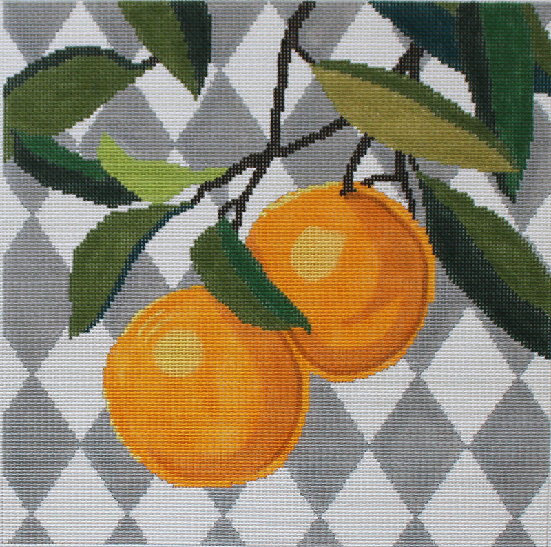 Oranges with diamond background