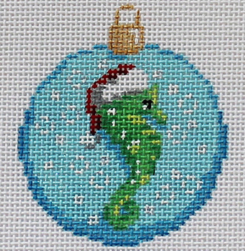 Sea Horse w/Santa Hat Mini Ball Needlepoint Ornament
