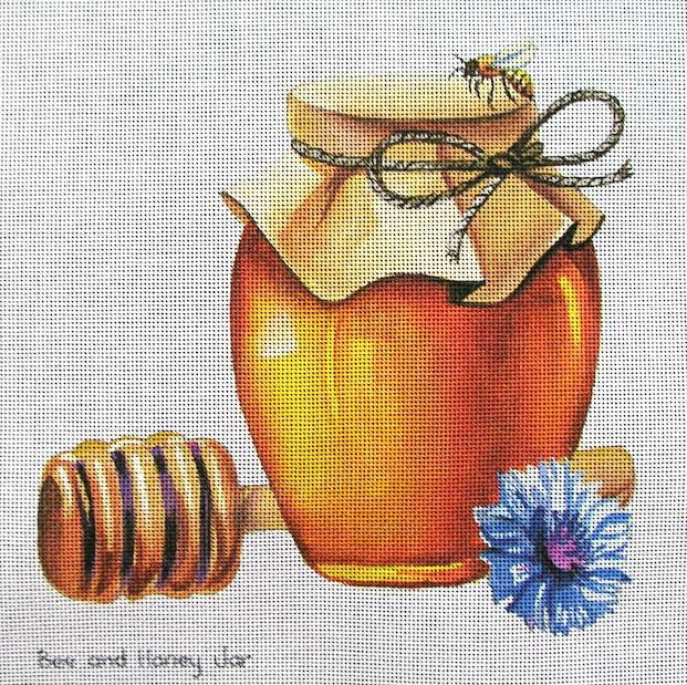 Bee and Honey Jar Needlepoint - Canvas Only