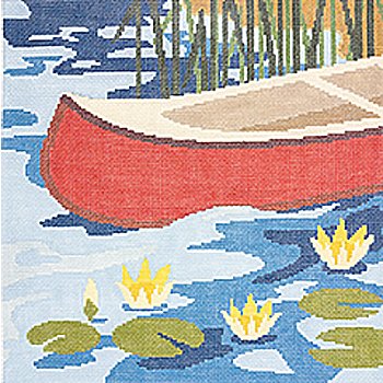 Canoe needlepoint by Cindy Lindgren