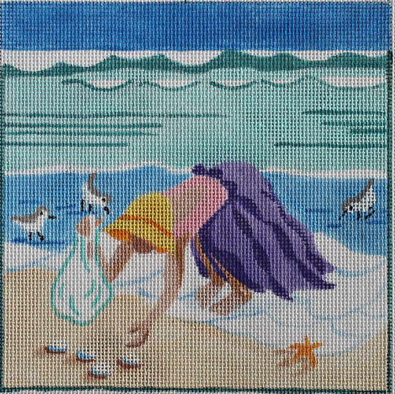 Collecting Shells needlepoint Julie Mar
