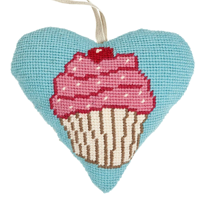 Needlepoint Heart Ornament Kit Cupcake