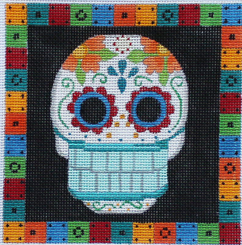 Floral Skull Day of the Dead Halloween Needlepoint
