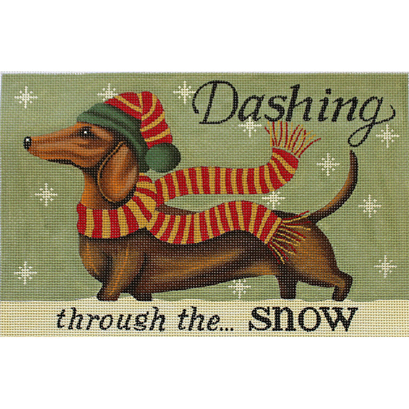 Dachshund In The Snow Needlepoint - 13 mesh on sale