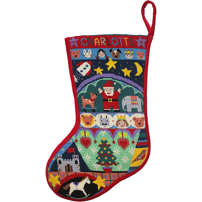 Fairytale needlepoint Christmas stocking kit by Jolly Red