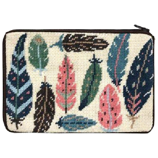feathers needlepoint purse kit by stitch and zip