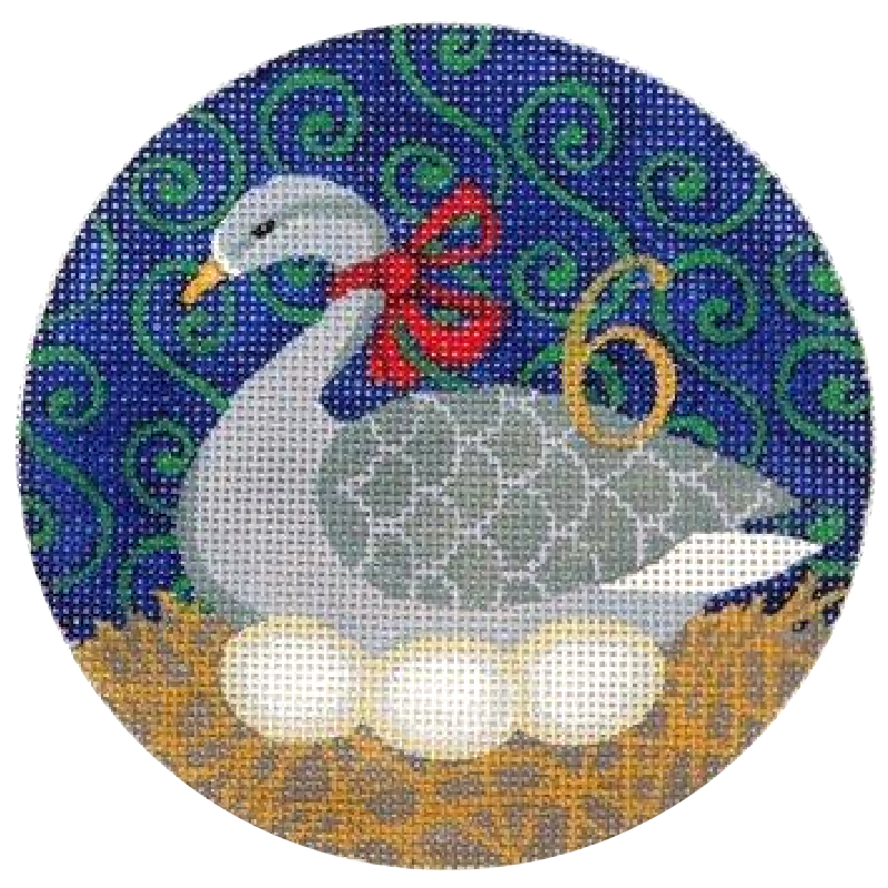 6 Geese A Laying Needlepoint Ornament by Julie Mar.