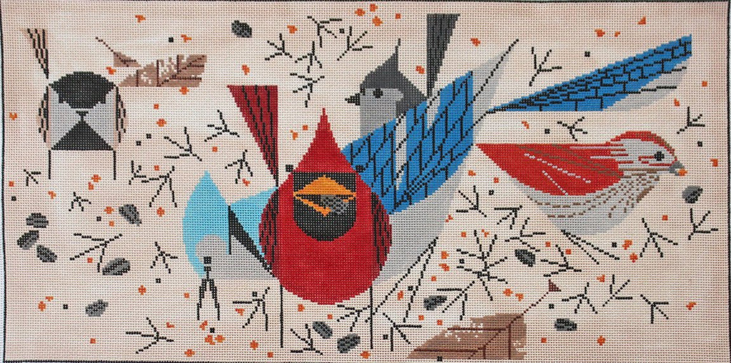 Charley Harper Needlepoint -Bird Feeders - Canvas Only