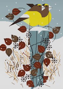 Charley Harper Needlepoint -Grosbeaks - Canvas Only