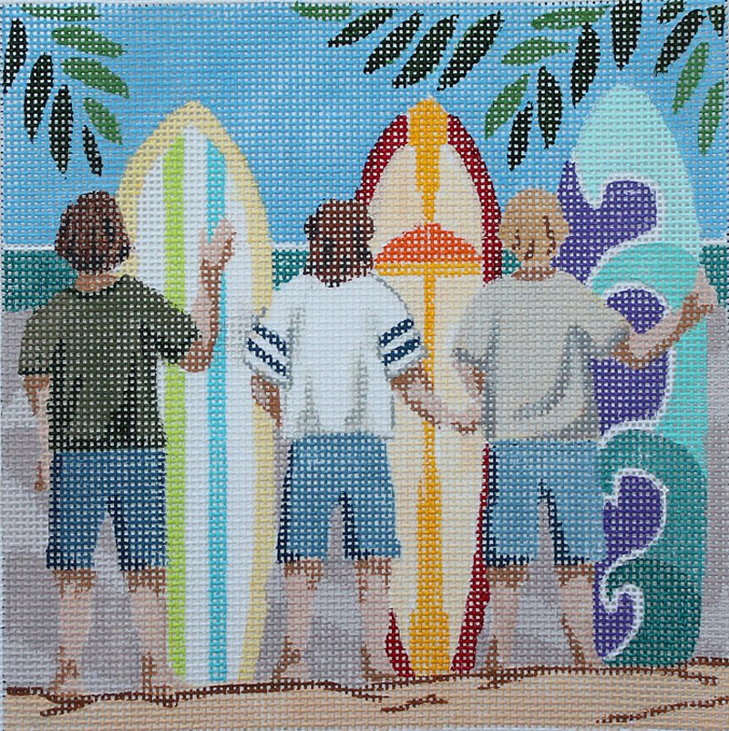 Surfer Boys needlepoint by Julie Mar