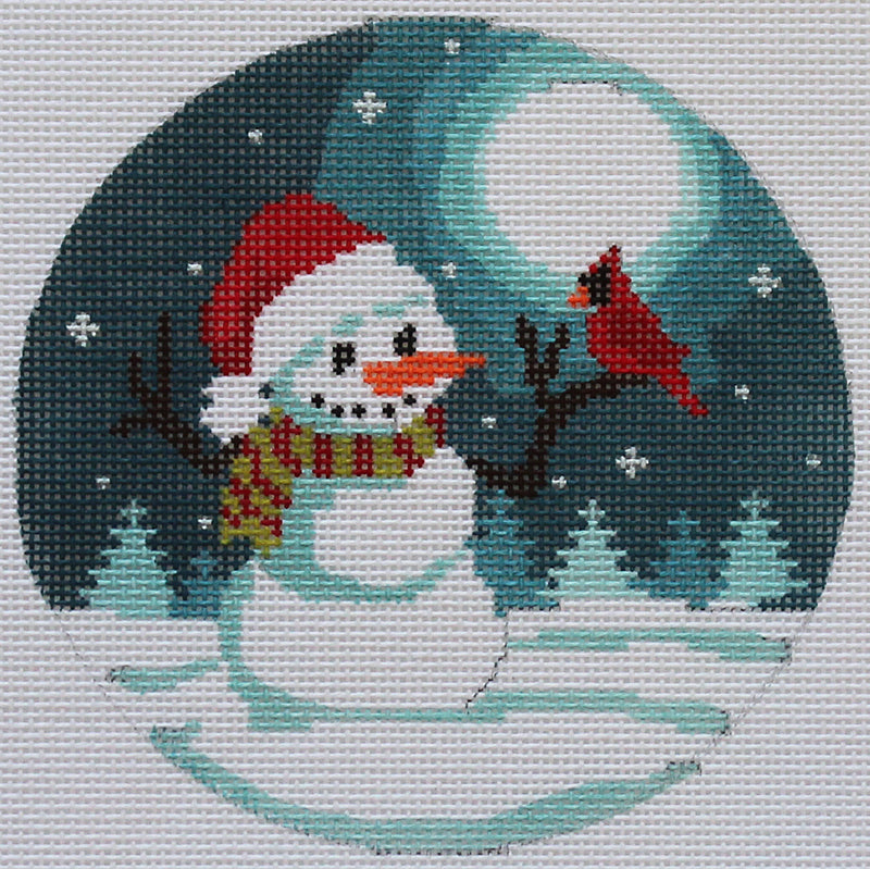 Snowman with Cardinal Needlepoint Ornament