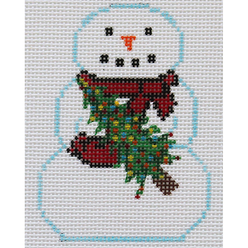 Snowman with Tree Needlepoint Ornament