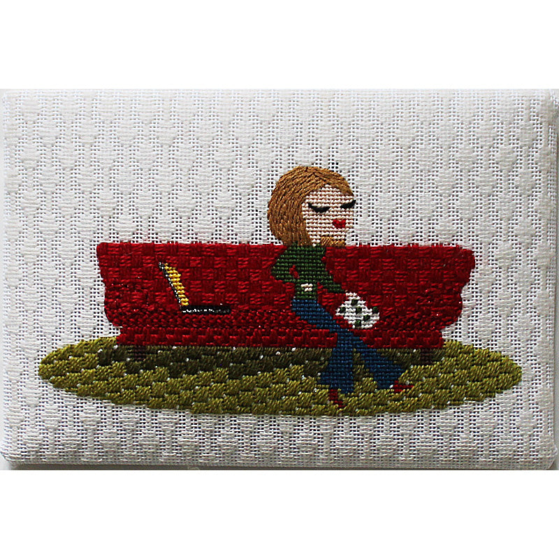 Groovy Girl on Red Couch