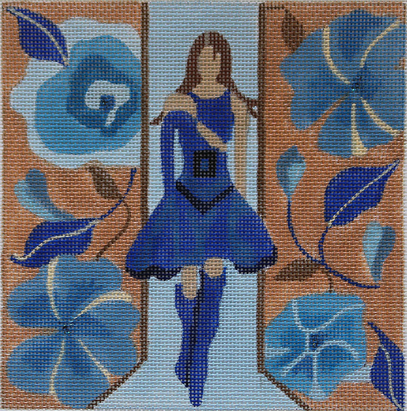 Windows of Milan: Girl in blue dress by Melissa Prince