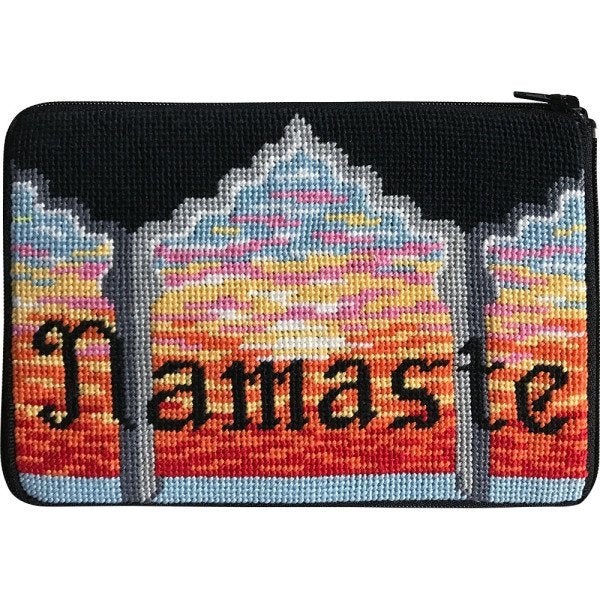 Stitch &amp; Zip Needlepoint Cosmetic Purse Namaste