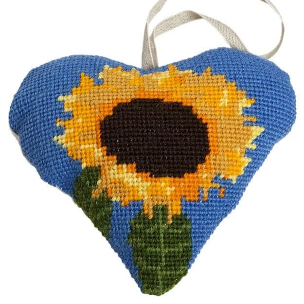 Needlepoint Heart Ornament Kit Sunflower