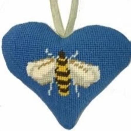 Needlepoint Ornament Heart Bee