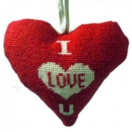 Needlepoint Ornament Heart I Love You