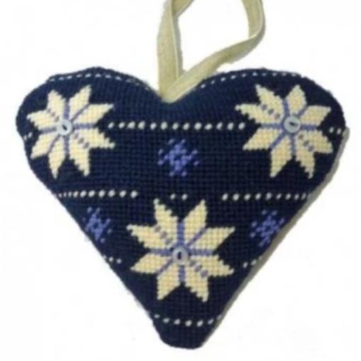 Needlepoint Ornament Heart Scandinavian Christmas