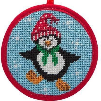Dancing Penguin needlepoint ornament kit
