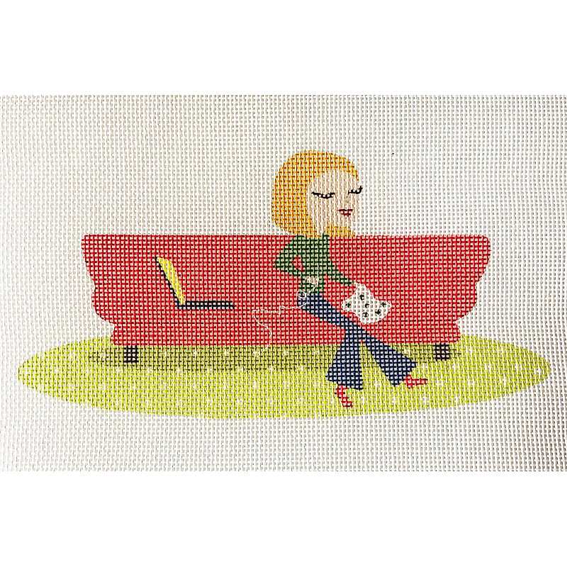 Groovy Girl on Red Couch