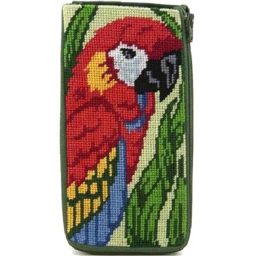 Parrot stitch and zip eyeglass case