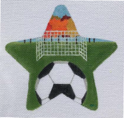 Soccer Needlepoint Star Ornament  - Canvas Only