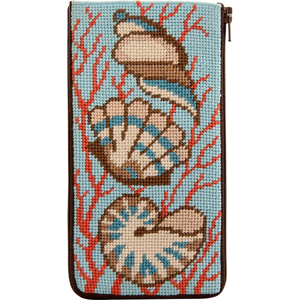 Stitch &amp; Zip Eyeglass Case Shells &amp; Coral