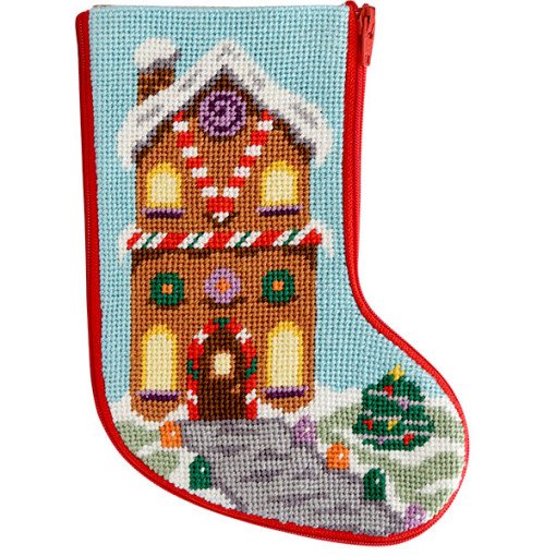 Needlepoint Mini Stocking Gingerbread House